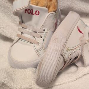 Polo by Ralph Lauren White Sneakers with Pink  Accents